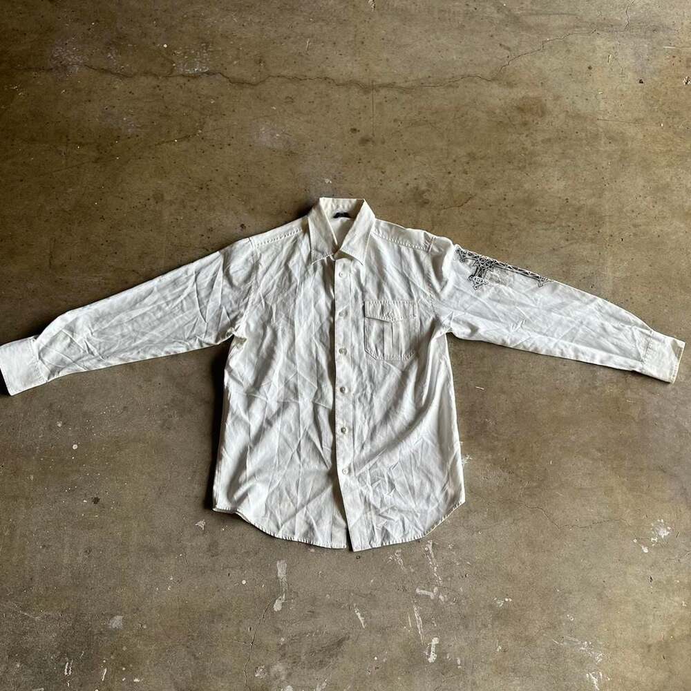 Vintage Y2K LL Cool J Cross Graphic Dress Shirt, White - Size M